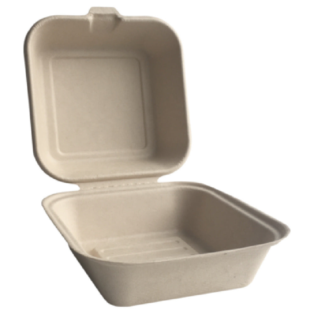 JMC Janitorial JMCBEFC66EB - ECO Hinged Clamshell Container, 6" X 6", Bamboo Fiber (500 Per Case)