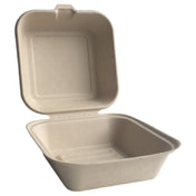 JMC Janitorial JMCBEFC66EB - ECO Hinged Clamshell Container, 6" X 6", Bamboo Fiber (500 Per Case)