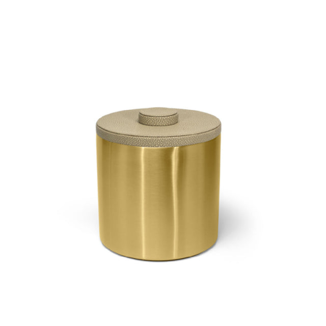 FOH RIB036GOS21 3qt Round Brushed Stainless Ice Bucket Matte Brass With Dune Lid