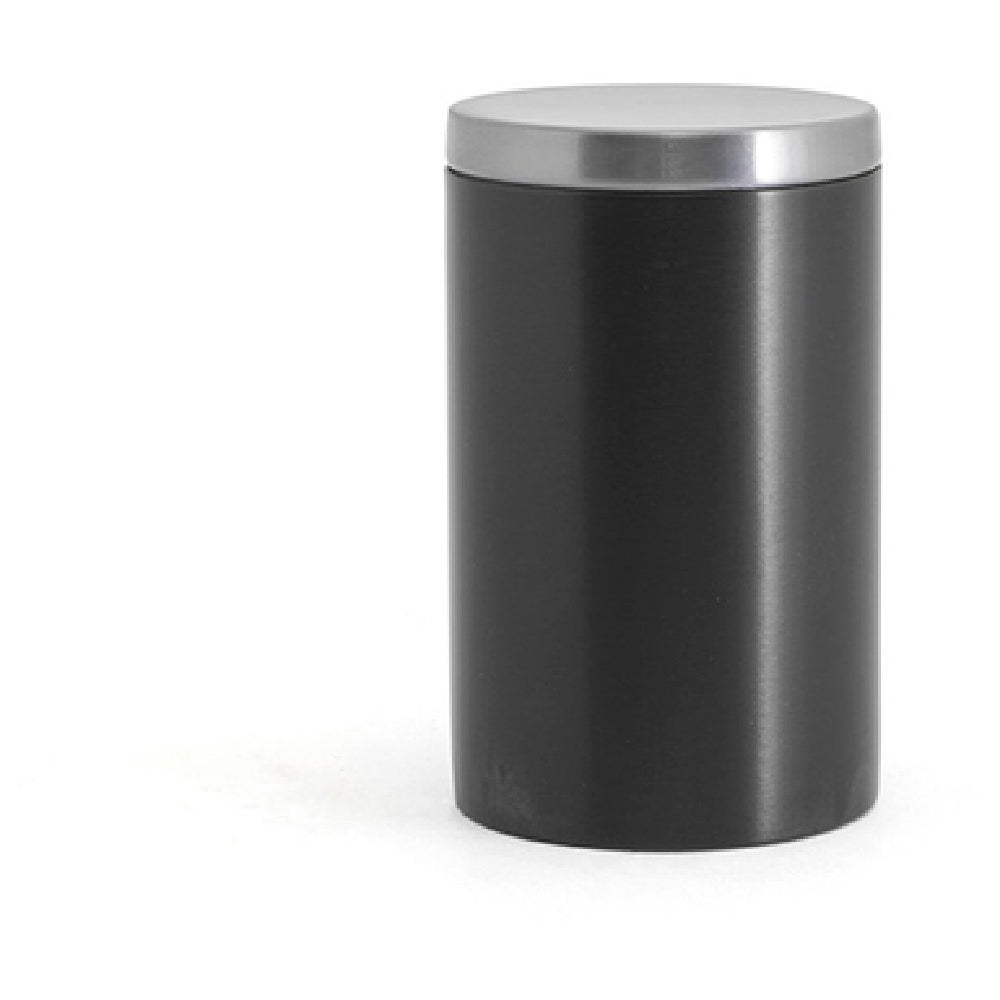 FOH RJR029BKS23 Round Stainless Jar With Lid Matte Black With Brushed Stainless Lid
