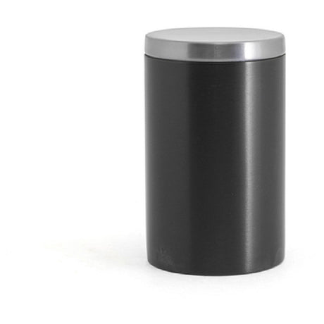 FOH RJR029BKS23 Round Stainless Jar With Lid Matte Black With Brushed Stainless Lid