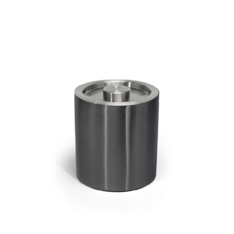 FOH RIB072BKS21 2qt Round Stainless Ice Bucket Matte Black With Brushed Stainless Lid Lid