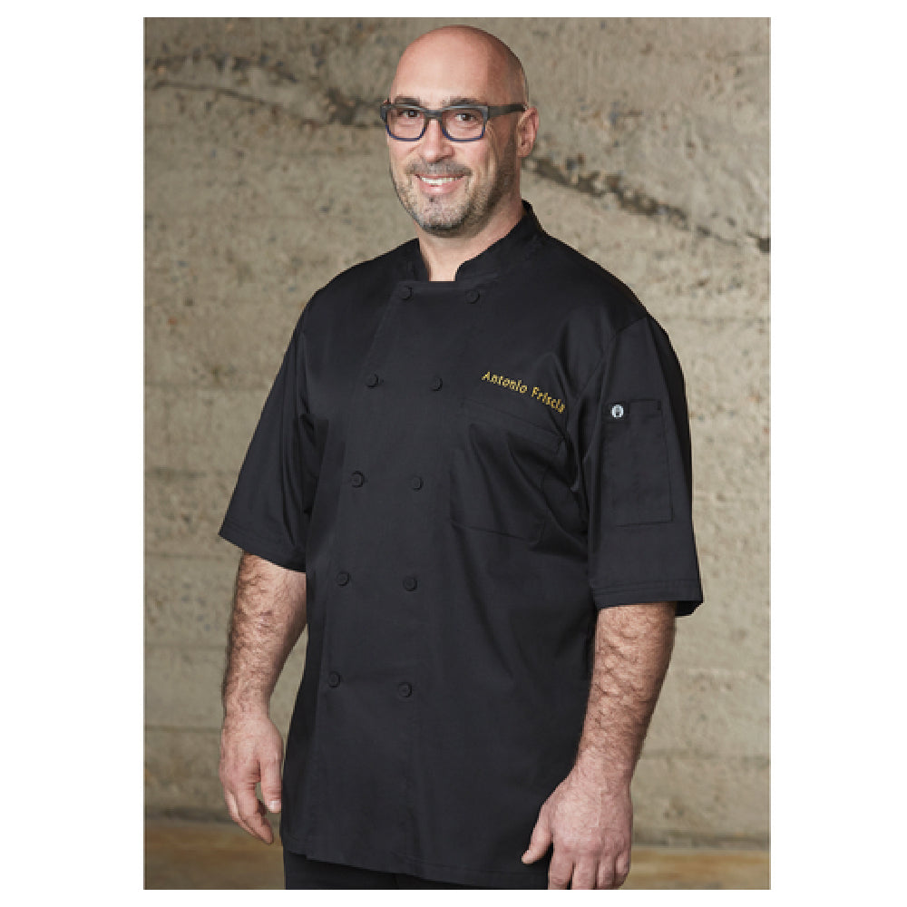 Chef Works JLCV-BLK-3XL Montreal Chef Coat Double-breasted Short Sleeves