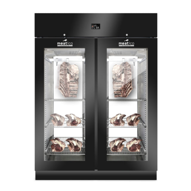 Invacus MEAT 1500 PANORAMA Meatico MEAT 1500 Panorama Dry Aging Cabinet (2) Triple Pane Glass Doors & Solid Triple Pane Glass Back