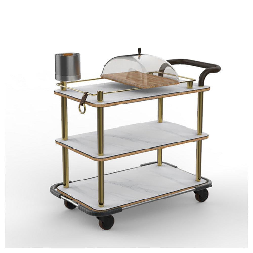 Steelite MGCRNX13CSXX Mogogo Rollin Mixology Cart With Leather Handle And Heavy Duty Bumper White Carrera Stainless Steel