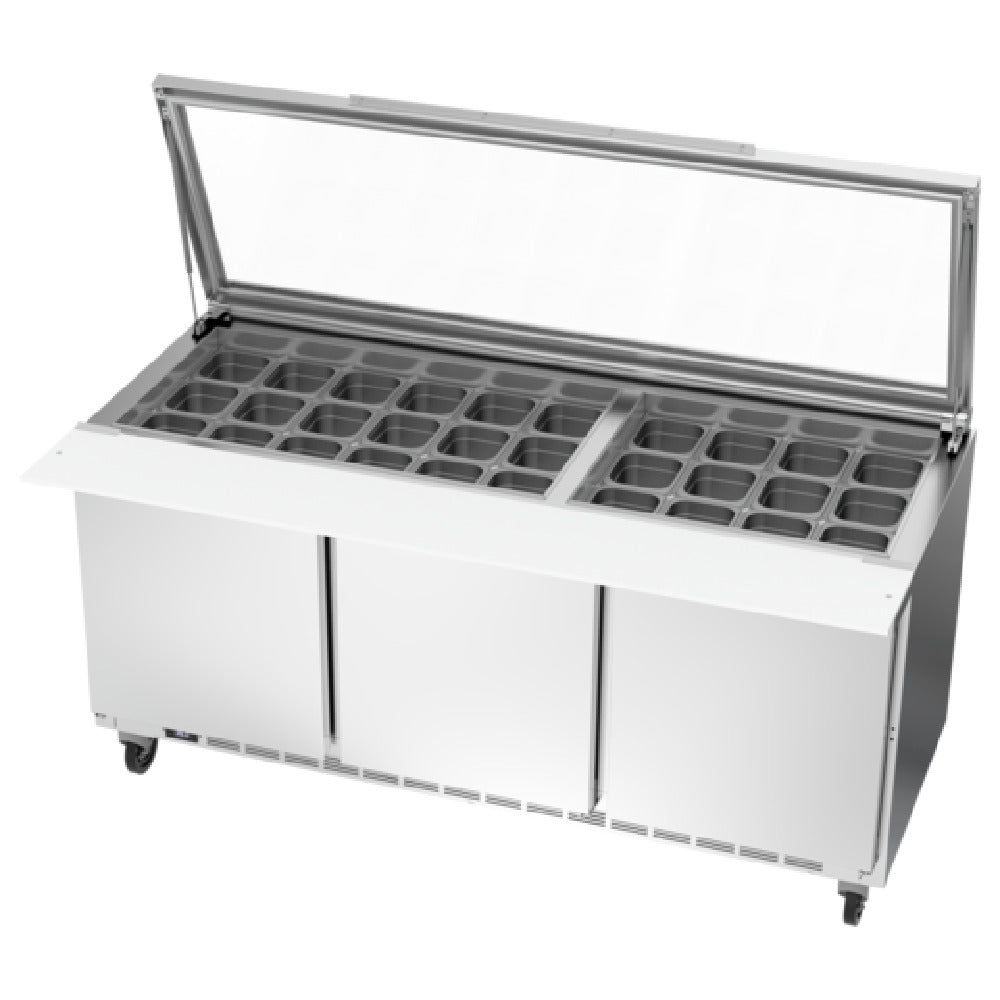 Beverage Air SPE72HC-30M-STL Mega Top Refrigerated Counter With See-thru Lid Three-section