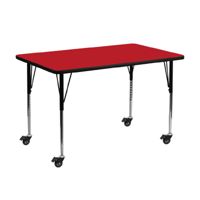 Flash Furniture XU-A2448-REC-RED-H-A-CAS-GG Activity Table 48"W X 24"D X 22-2/5" To 30-1/2" Adjustable Height