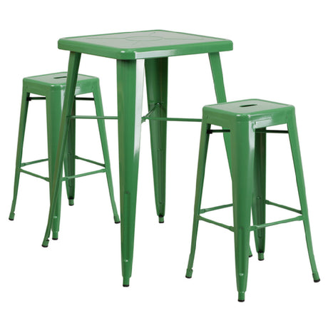 Flash Furniture CH-31330B-2-30SQ-GN-GG Table And Bar Stool Set Includes (1) 27-3/4"W X 27-3/4"D X 40"H Table