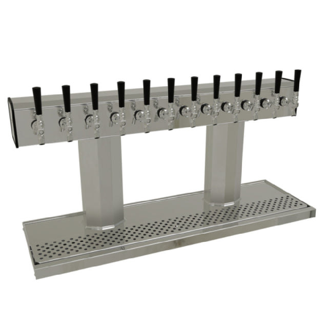 Glastender BT-12-MF Tee Draft Dispensing Tower Countertop (12) Stainless Steel Faucets (handles Not Included)