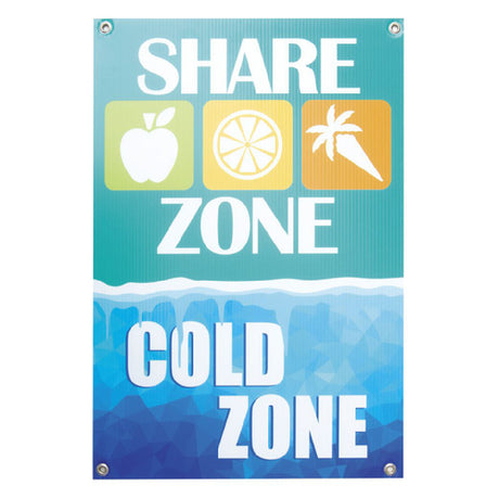 Hubert 12497 - Sign, "Share Zone / Cold Zone", For Wire Share Cart #97214,18-3/4"L X 28"H