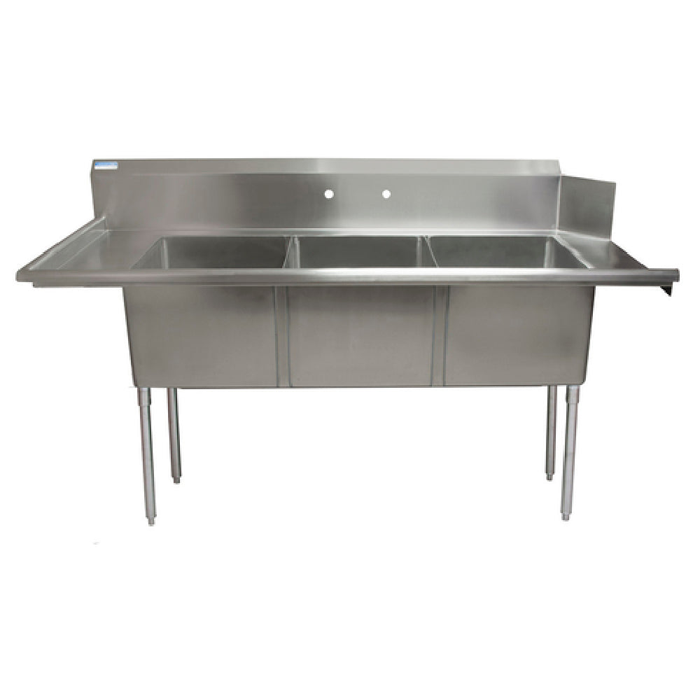 BK Resources BKSDT-3-1820-14-LSPG Soiled Dishtable & Three-Compartment Sink With Pre-Rinse