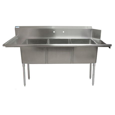 BK Resources BKSDT-3-1820-14-LS Soiled Dishtable & Three-Compartment Sink 72"W X 30-3/8"D X 44"H Overall Size