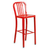 Flash Furniture CH-61200-30-RED-GG Bar Stool 500 Lb. Weight Capacity Vertical Slat Back