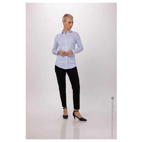 Chef Works SFC02WBLU2XL Women's Spiritoso Dress Shirt Long Sleeves Adjustable Button Cuffs