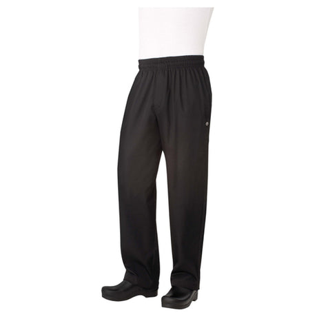 Chef Works NBBZ-BLK-M Essential Baggy Pants Elastic Waistband With Drawstring