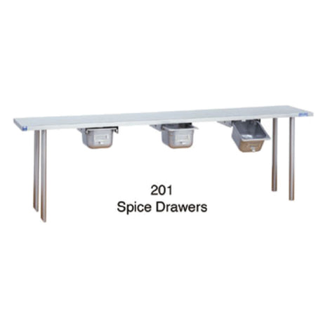 Duke 201 Spice Bin Add To Model #1056 Overshelf At Factory Stainless Steel 1/6 Size Pan