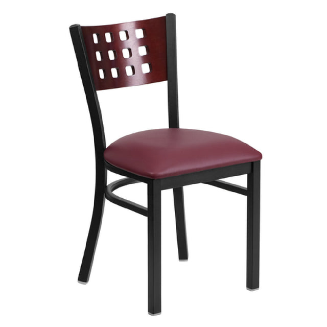 Flash Furniture XU-DG-60117-MAH-BURV-GG Hercules Series Restaurant Chair Mahogany Finish Plywood Back With (12) Square Cutouts