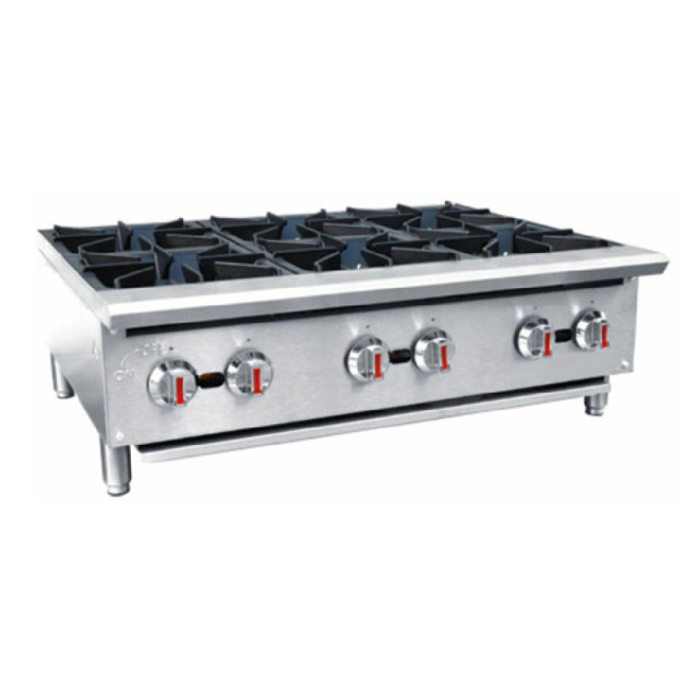 Hubert 16939 - Kratos® Gas Countertop Range, 36 1/10"W X 29 2/5"D X 13 1/10"H, (6) Burners
