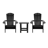 Flash Furniture JJ-C14505-2-T14001-BLK-GG Folding Adirondack Chairs With Side Table