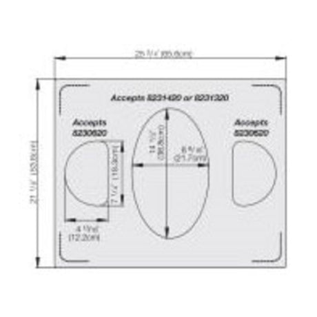 Vollrath 8250414 Miramar™ Double Well Template For (1) Large Oval & 2 Half Ovals