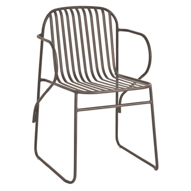 Emuamericas Llc 435 Riviera Stacking Armchair Outdoor/indoor Slatted Wrought Iron Back And Seat