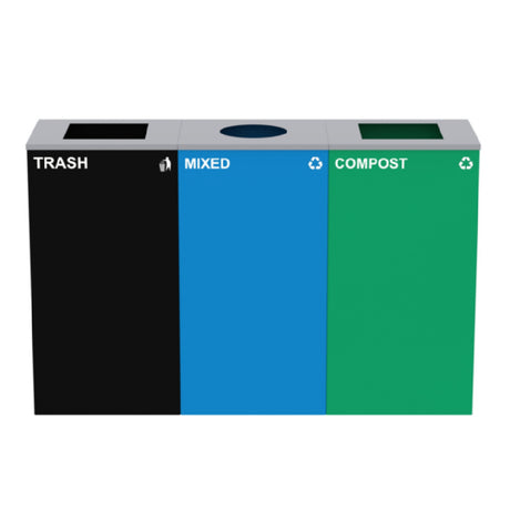 Alpine Industries ALP4450-BLK-KIT33 Compost And Trash Can Station 87 Gallon (3) Stream