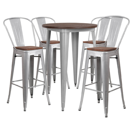 Flash Furniture CH-WD-TBCH-11-GG Table And Chair Set (1) 30" Round Table (4) Stools