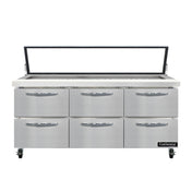 Continental Refrigerator SW72N30M-HGL-D Mighty Top Sandwich Unit With Hinged Glass Lid
