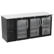 Victory VBBN72HC-G-B - Back Bar Refrigerator, Three-section, 72"W X 25-11/16"D X 34"H