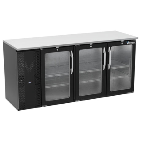 Victory VBBN72HC-G-B - Back Bar Refrigerator, Three-section, 72"W X 25-11/16"D X 34"H