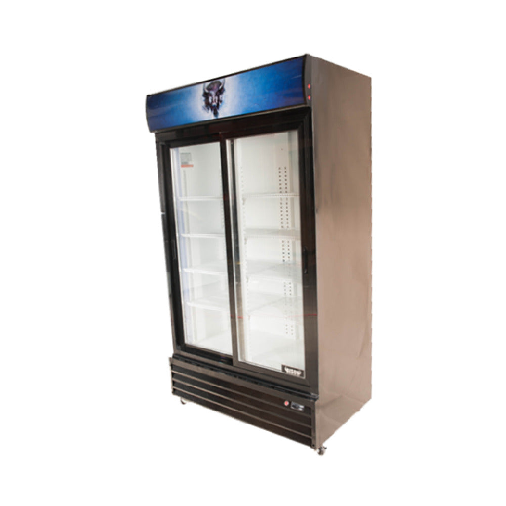 Bison BGM-35-SD Reach-In Glass Door Refrigerator Two-section 35 Cu. Ft.