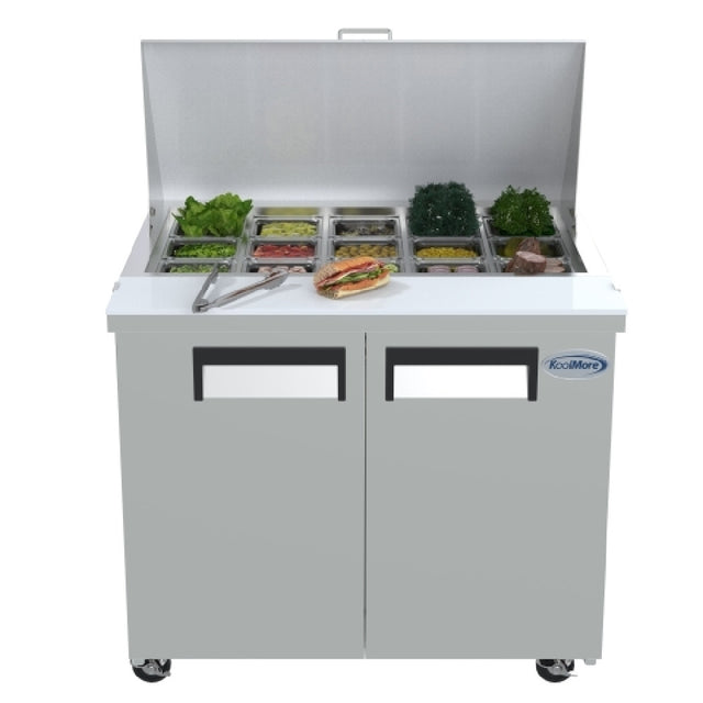 Koolmore SPTR-2D-10C-LT Mega Top Salad / Sandwich Prep Table Two-section 46-3/4"W