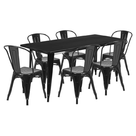 Flash Furniture ET-CT005-6-30-BK-GG Table And Chair Set Includes (1) 63"W X 31-1/2"D X 29-1/2"H Table