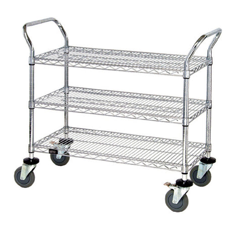 Quantum WRSC-2442-3 Utility Cart 42"W X 24"D X 37-1/2"H (3) Wire Shelves