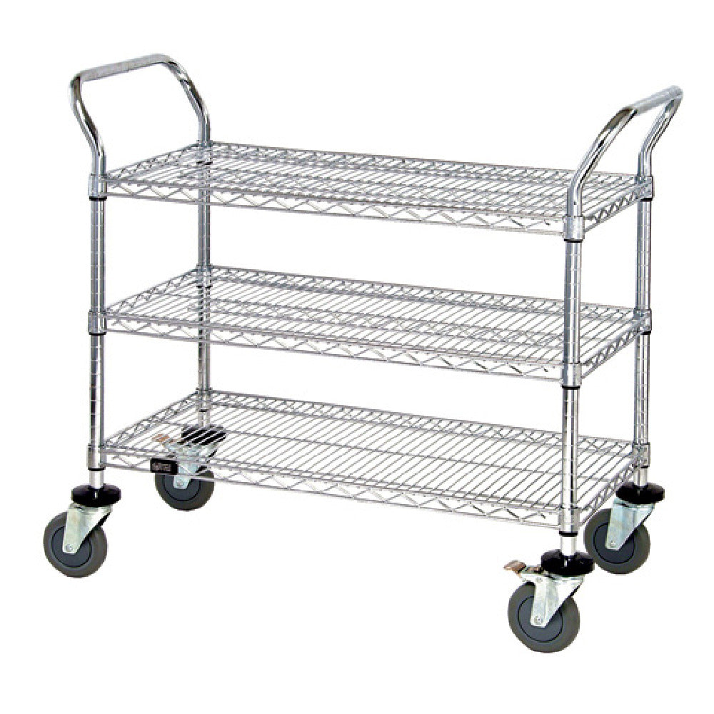 Quantum WRSC-1842-3 Utility Cart 42"W X 18"D X 37-1/2"H (3) Wire Shelves