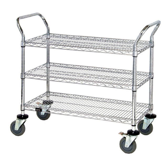 Quantum WRSC-1836-3 Utility Cart 36"W X 18"D X 37-1/2"H (3) Wire Shelves