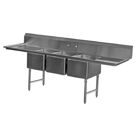 Serv-Ware E3CWP15152-15-V - Serv-Ware - Sinks - 14" Deep Economy Sink 3 Bowl - 75" W X 20.5" D X 45.5" H