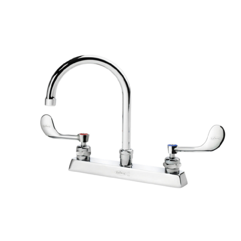 Krowne 15-501L-W-E4 Royal Series 8" Deck Mount Faucet With 6" Wide Gooseneck Spout