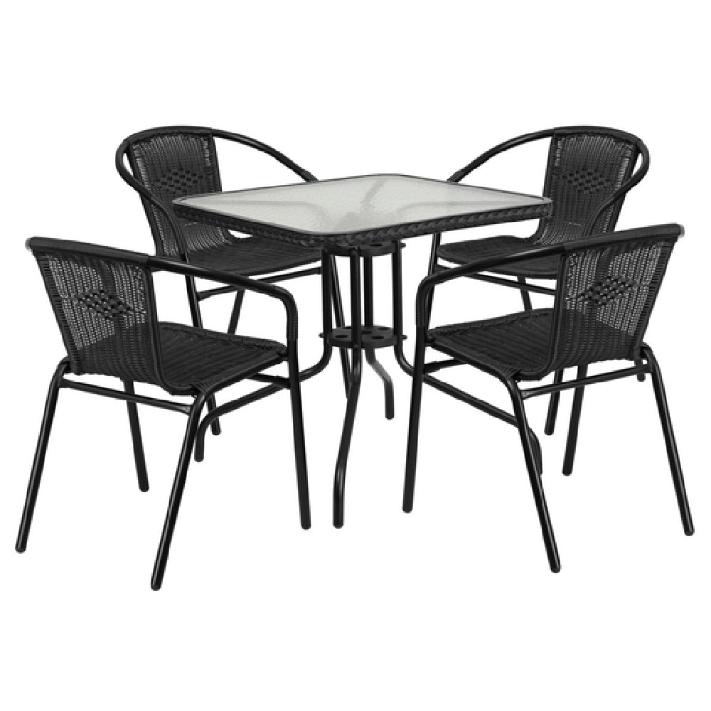 Flash Furniture TLH-073SQ-037BK4-GG Table & Chair Set Includes (1) 28"W X 28"D X 28"H Table