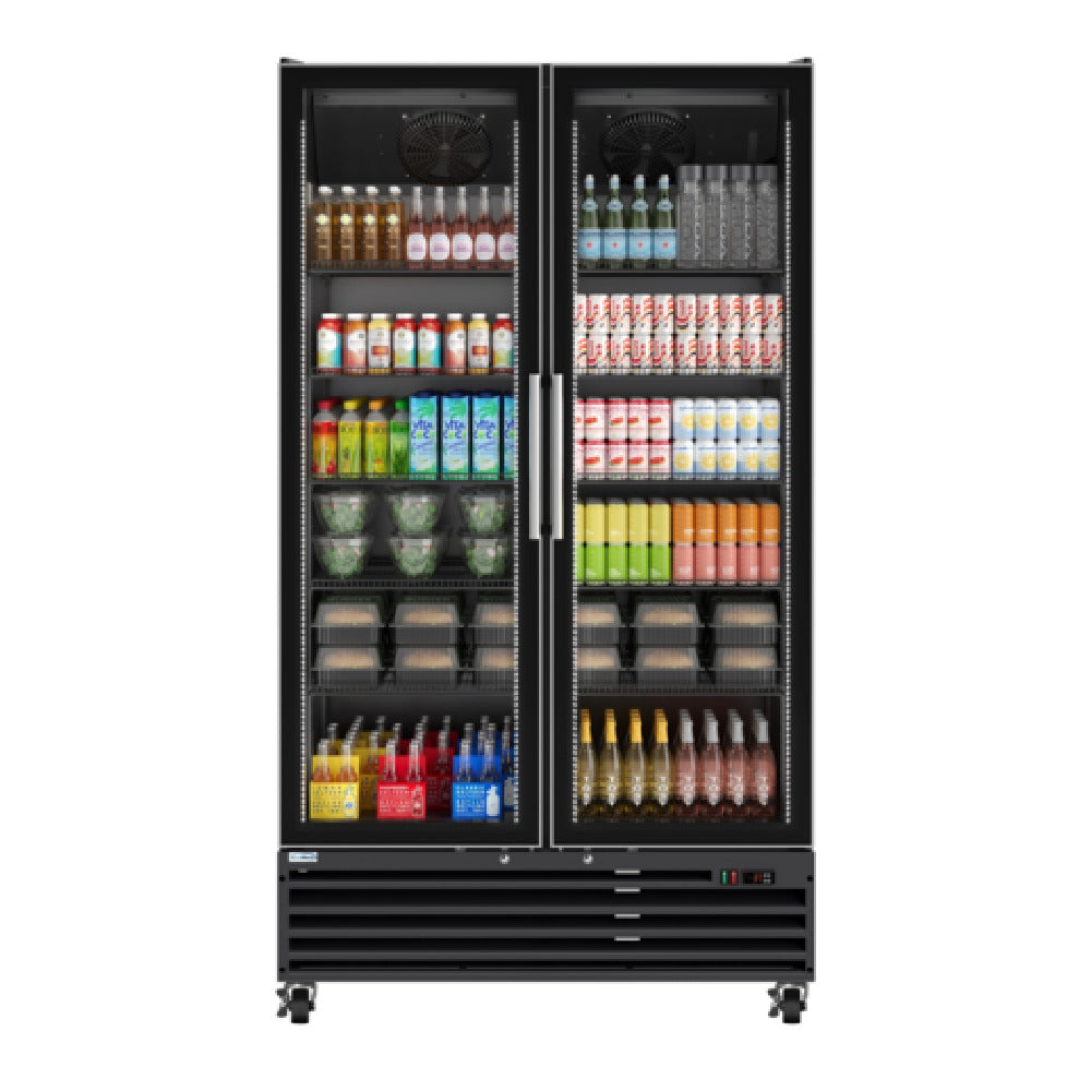 Koolmore KM-MDR-2GD-35CNL-BK KoolMore Commercial Display Refrigerator 44.49"W X 27.36"D X 79.65"H