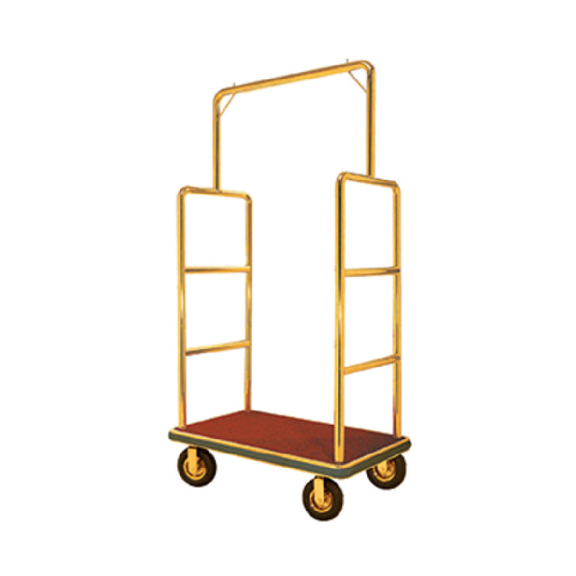 Aarco LC-1B-4P Luggage Cart 24"W X 42"L X 72"H 1-1/2" Dia. Tubular Brass Frame