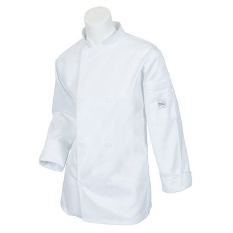 Mercer Culinary M60020WH1X Millennia® Women's Chef Jacket (8) Traditional Buttons Shoulder Pocket