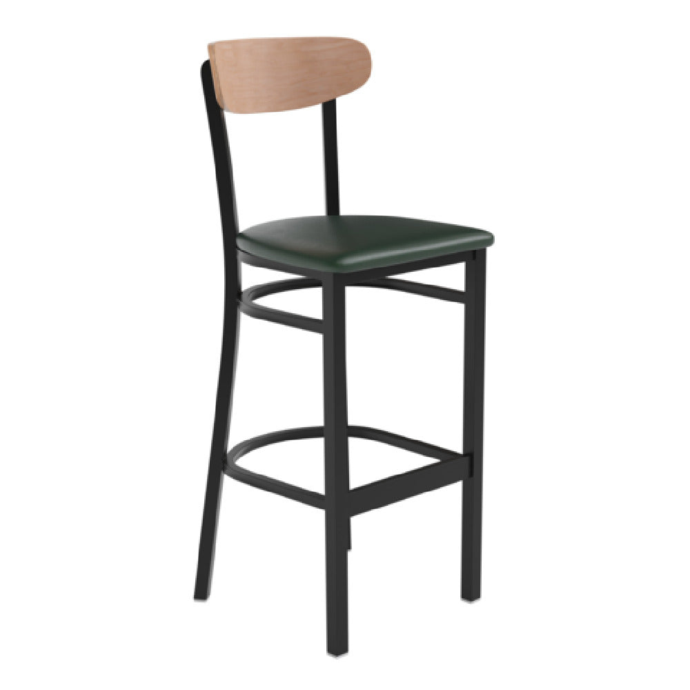 Flash Furniture XU-DG6V6GNV-NAT-GG Wright Bar Stool 500 Lb. Weight Capacity Green Vinyl Upholstered Seat