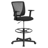 Flash Furniture GO-2100-A-GG Ergonomic Swivel Drafting Stool 43" To 49-1/4" Adjustable Height