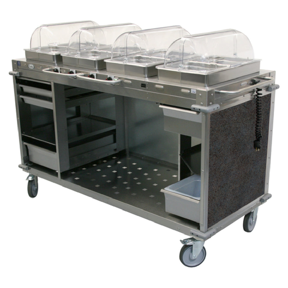 Cadco CBC-HHHH-L3 MobileServ® Mobile Hot Buffet Cart (4) Hot Full Size Buffet Servers