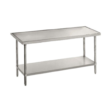 Advance Tabco VSS-3611 Work Table 132"W X 36"D 14 Gauge 304 Stainless Steel Top With Countertop Non Drip Edge