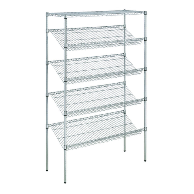 Hubert 176241 - Kratos Wire Stationary Merchandising Rack, 36"W X 24"D X 74"H, 4" Slanted