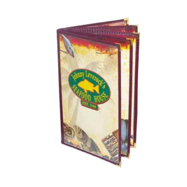 Menu Solutions SE360BD Menu Jacket Holds 4-1/4" X 14" Insert Five Pocket Booklet With 10 Views (binding On All Panels)