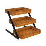Koolmore KM-SDW-3ST - Wooden Staircase Display Case, 16.5"L X 20.3"W X 15.5"H, (3) Stepped Eucalyptus-wood Shelves