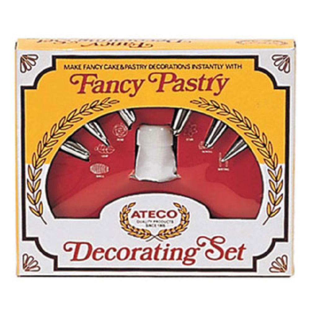 Admiral Craft AT-334 Ateco Decorating Cake Set Includes: (1) Coupling & Nut (1) 10" Flex Bag